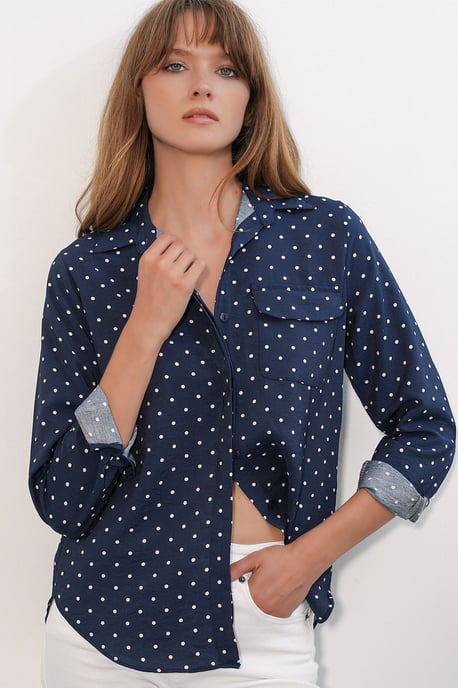 Oversized Gestipte Geweven Shirt - Image 1