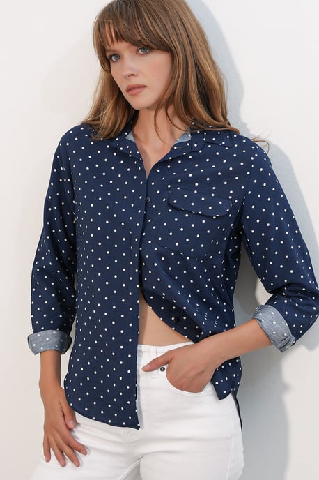 Oversized Gestipte Geweven Shirt - Image 2