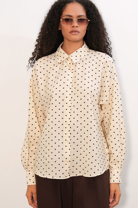 Överdimensionerad Polkadot Crepe Skjorta - Image 3