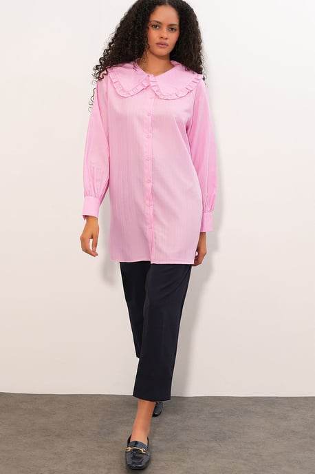 Long-sleeve Textured Shirt With Baby Collar - Image 2