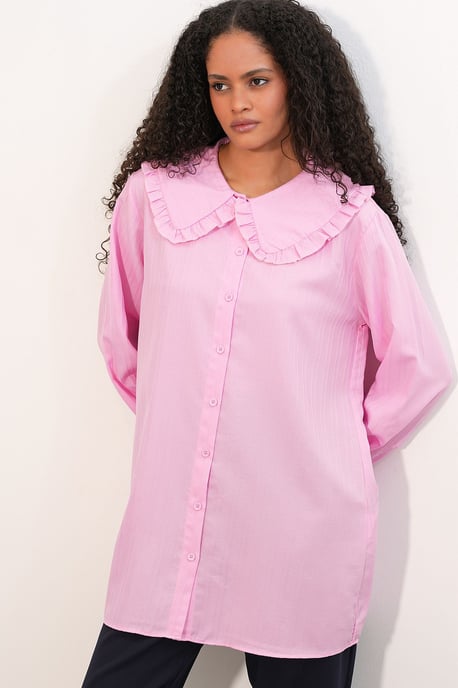 Long-sleeve Textured Shirt With Baby Collar - Image 3