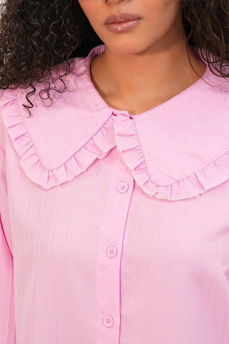 Long-sleeve Textured Shirt With Baby Collar - Image 5