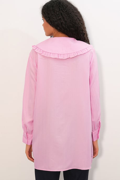 Long-sleeve Textured Shirt With Baby Collar - Image 6