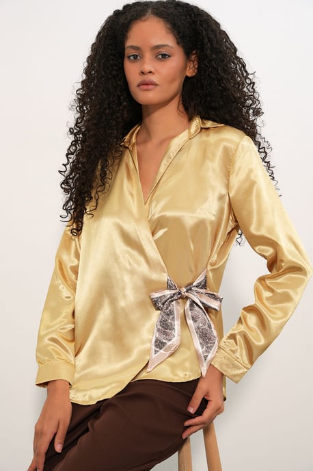 Dames Satijnen Strikshirt - Image 4