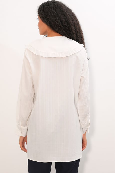 Long-sleeve Textured Shirt With Baby Collar - Image 6
