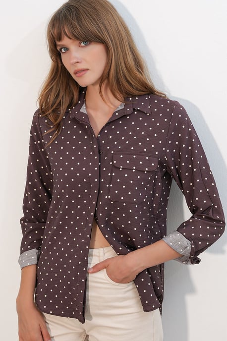 Overmaatse Gepunte Dots Geweven Shirt - Image 2