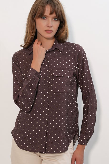 Overmaatse Gepunte Dots Geweven Shirt - Image 3