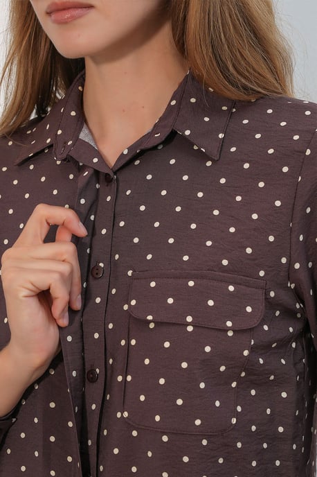 Overmaatse Gepunte Dots Geweven Shirt - Image 4
