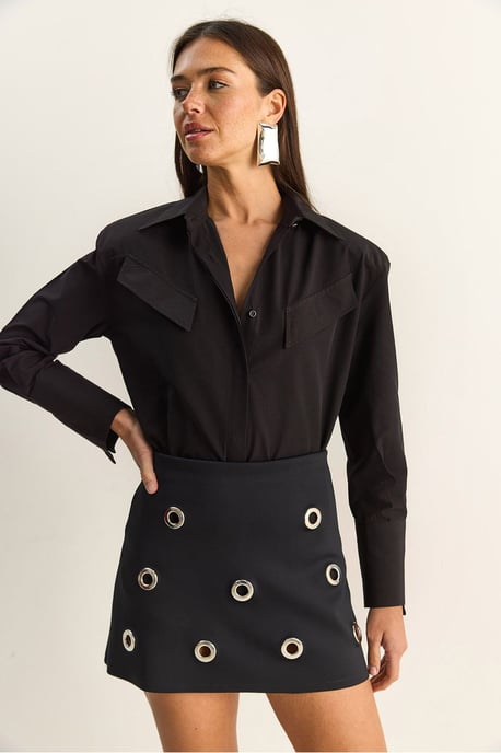 Casual Lange Mouwen Knopsluiting Poplin Shirt met Pocket - Image 2