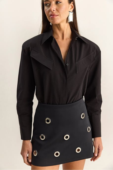 Casual Lange Mouwen Knopsluiting Poplin Shirt met Pocket - Image 6
