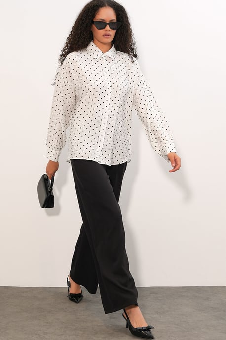 Oversized Polka Dot Crêpe Shirt - Image 2