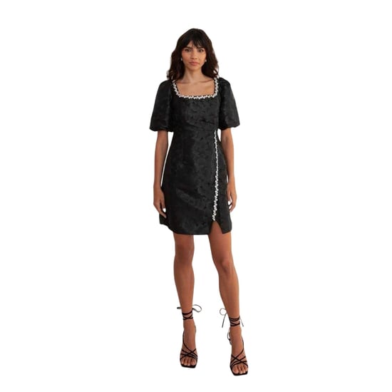 Lovedrobe Jacquard-feestjurk voor dames (Zwart) - Image 1