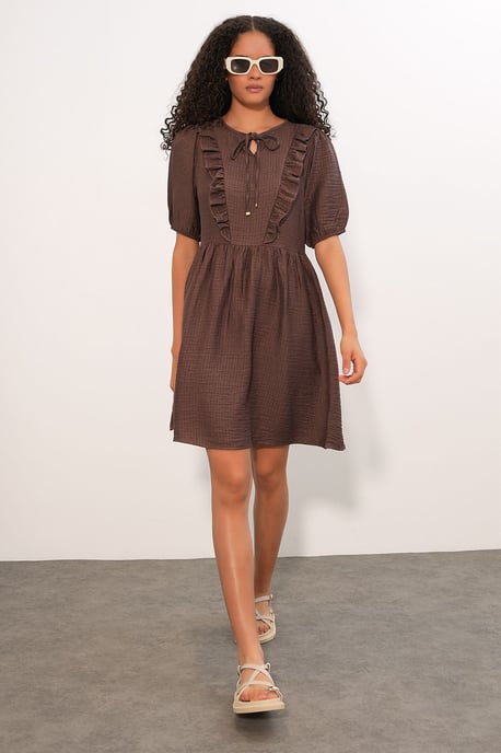 Dames A-lijn Mini Smock Jurk - Image 2