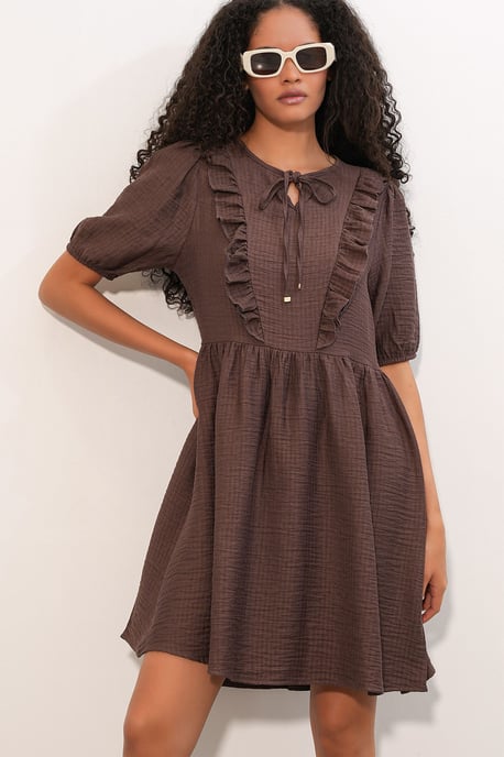 Dames A-lijn Mini Smock Jurk - Image 3
