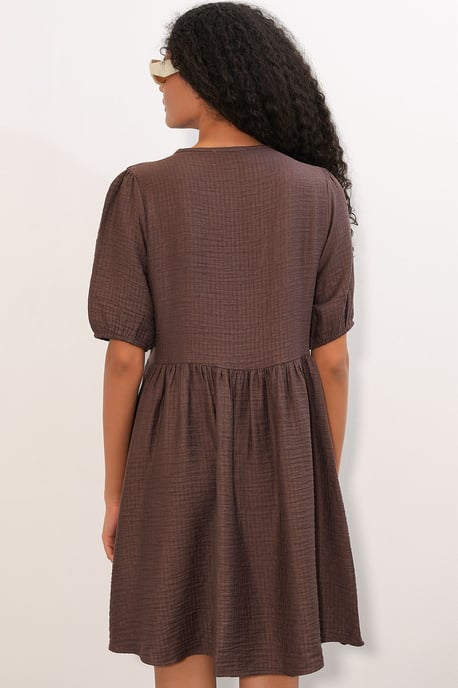 Dames A-lijn Mini Smock Jurk - Image 6