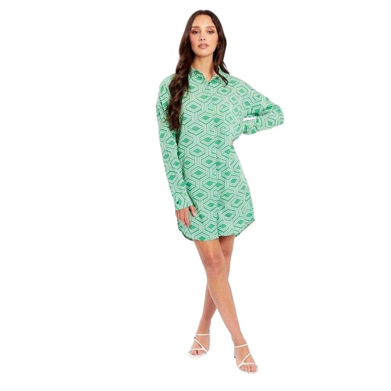 Influence Dames/Dames Geometrische Jurk Met Lange Mouwen (Groen) - Image 1