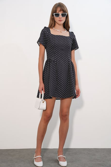 Polka Dot A-Line Mini Dress - Image 4