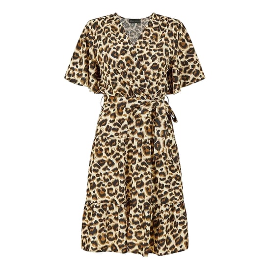 Mela London Womens/Ladies Leopard Print V Neck Skater Dress (Brown) - Image 1