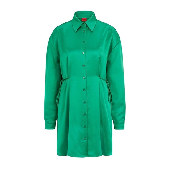 Hugo Dames/Dames Keleste Satijnen Mini Overhemd Jurk (Groen) - Image 1