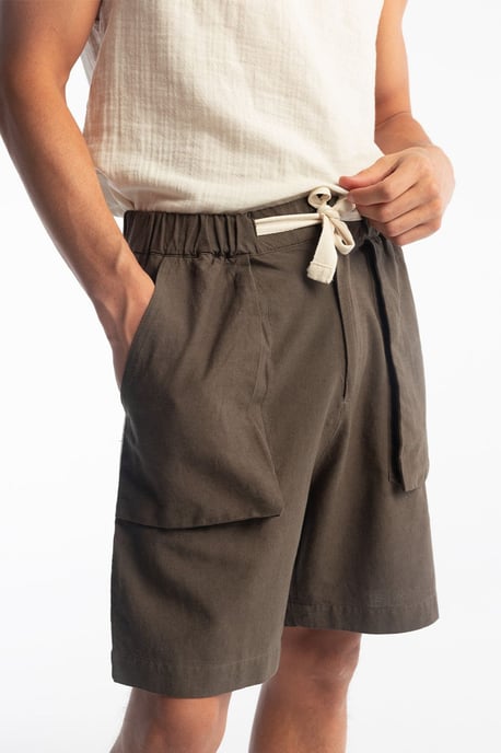 Regular Fit Linnenmix Trekkoord Taille Shorts - Image 3