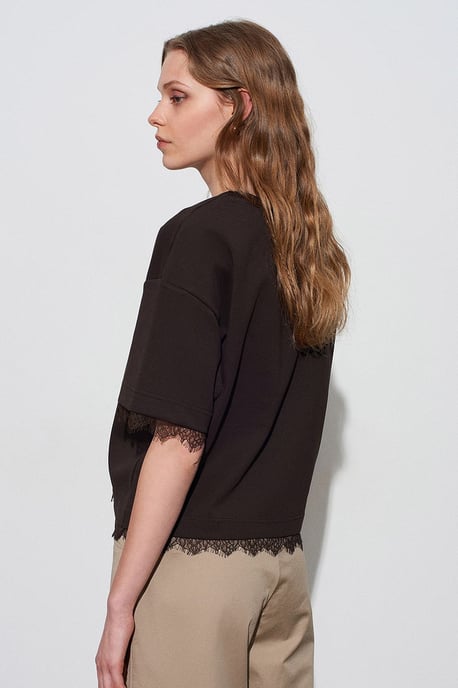 Kvinnors T-shirt med rund hals i bomull och elastan - Image 2