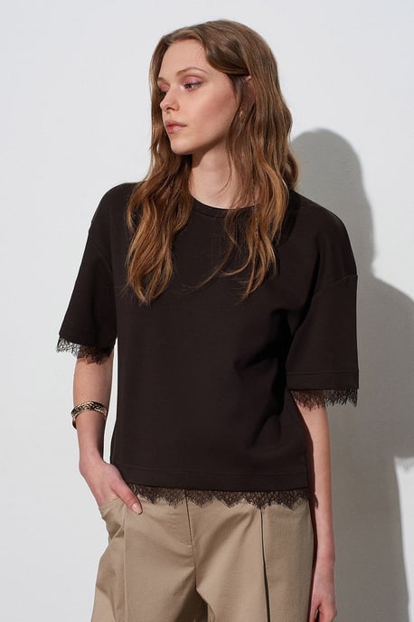 Kvinnors T-shirt med rund hals i bomull och elastan - Image 3