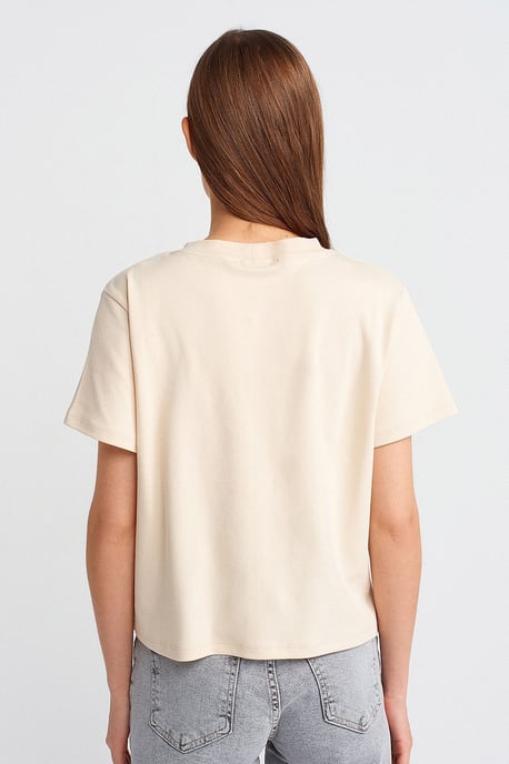 Dames Katoenen T-Shirt met Ronde Hals en Borduring - Image 2