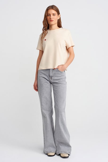 Dames Katoenen T-Shirt met Ronde Hals en Borduring - Image 3