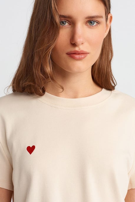 Dames Katoenen T-Shirt met Ronde Hals en Borduring - Image 4