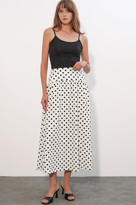 Hoge taille polkadot maxi rok - Image 5
