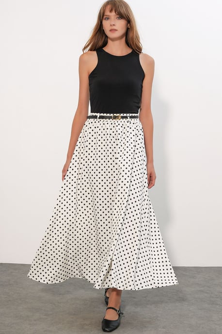 Hoge Taille Polkadot Maxi Rok - Image 1