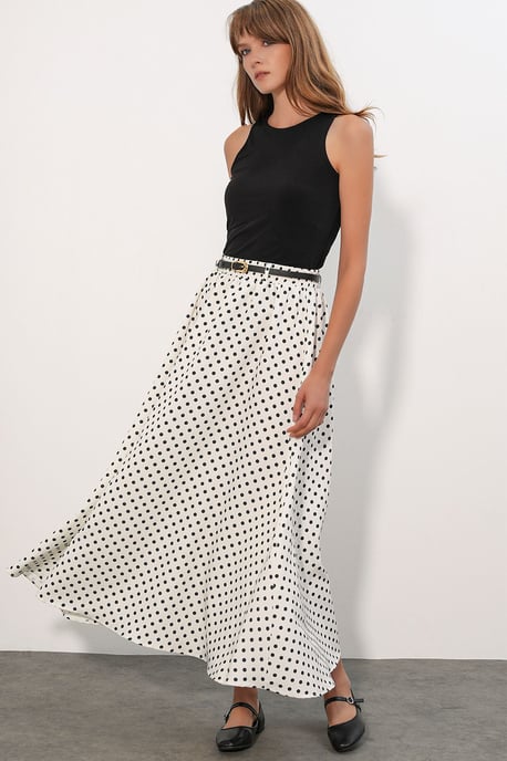 Hoge Taille Polkadot Maxi Rok - Image 5