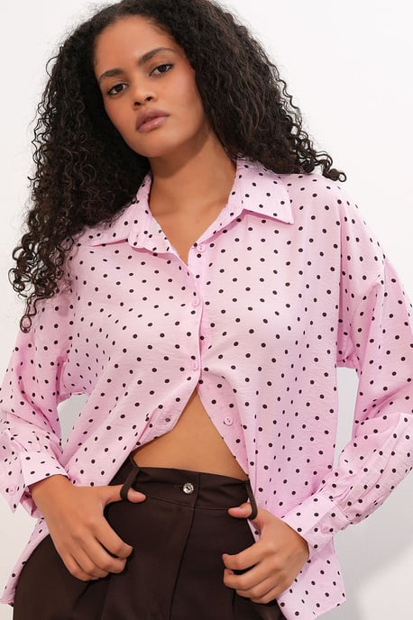 Oversized Polka Dot Crêpe Shirt - Image 1