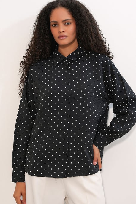 Oversized Polkadot Crepe Shirt - Image 2