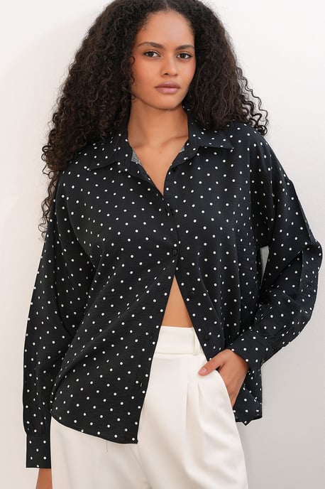 Oversized Polkadot Crepe Shirt - Image 4