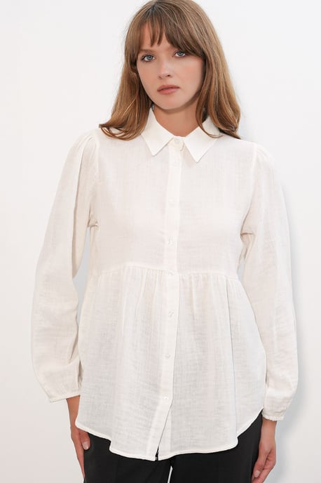 Oversized Bomullslångärmad Skjorta - Image 1