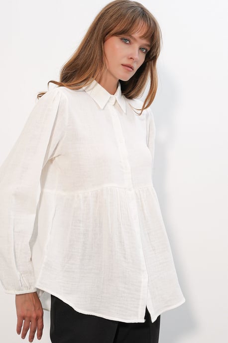 Oversized Bomullslångärmad Skjorta - Image 3
