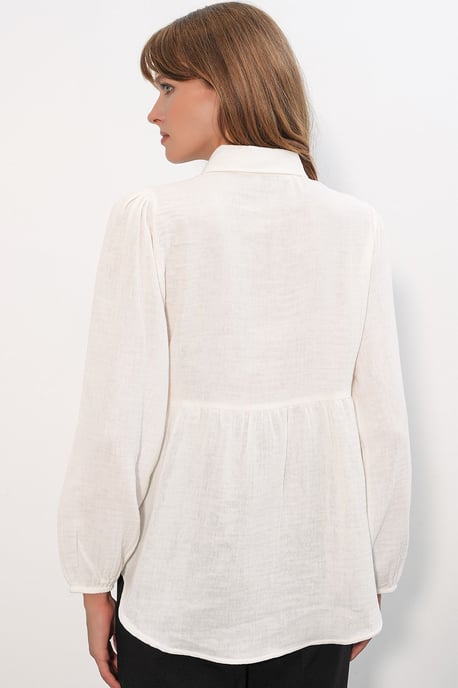 Oversized Bomullslångärmad Skjorta - Image 6