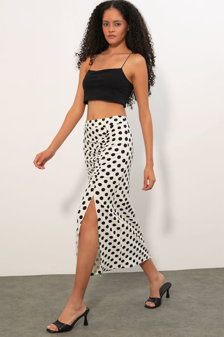 Hoge Taille Polka Dot Midi Rok - Image 6