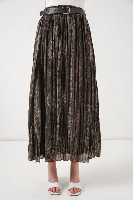 High-Waist Paisley Midi A-Line Skirt - Image 2
