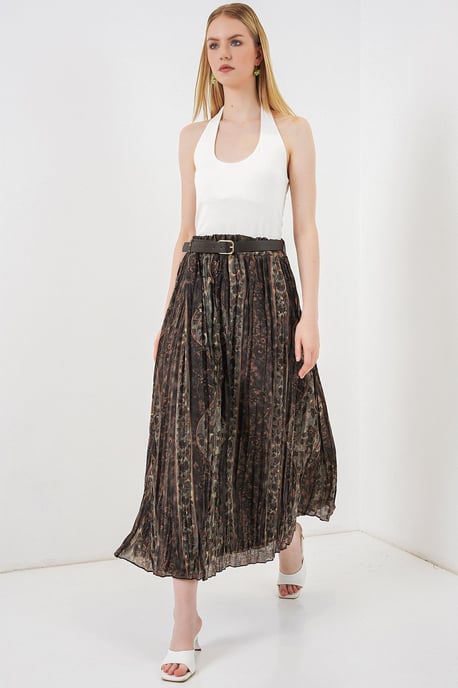 High-Waist Paisley Midi A-Line Skirt - Image 3