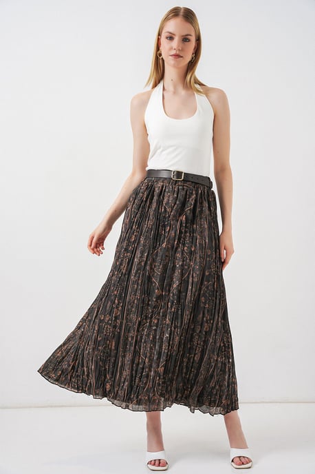 High-Waist Paisley Midi A-Line Skirt - Image 3