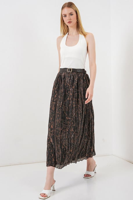 High-Waist Paisley Midi A-Line Skirt - Image 5