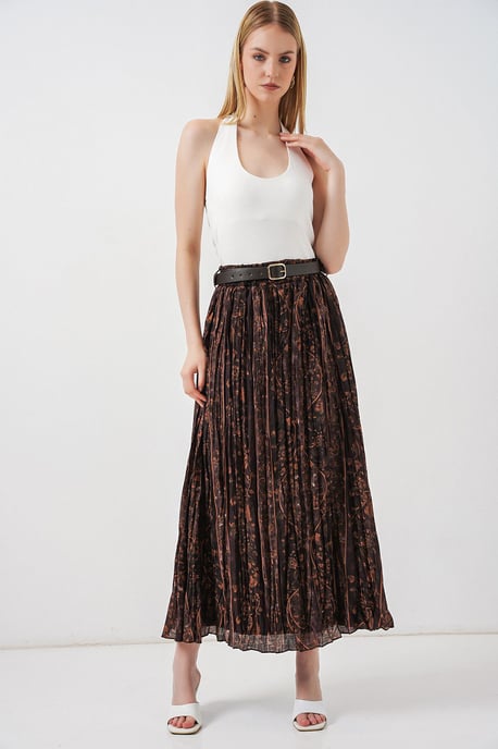 High-Waist Paisley Midi A-Line Skirt - Image 1