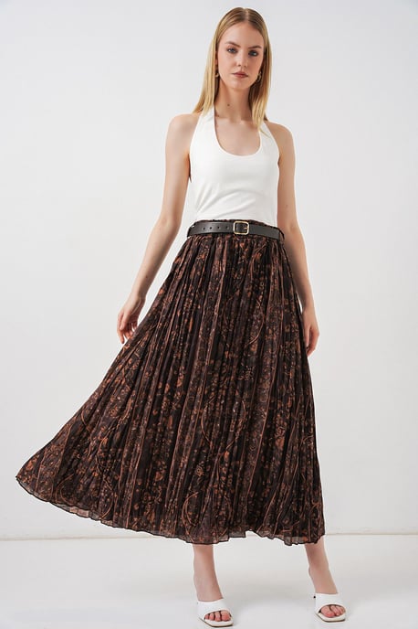 High-Waist Paisley Midi A-Line Skirt - Image 3