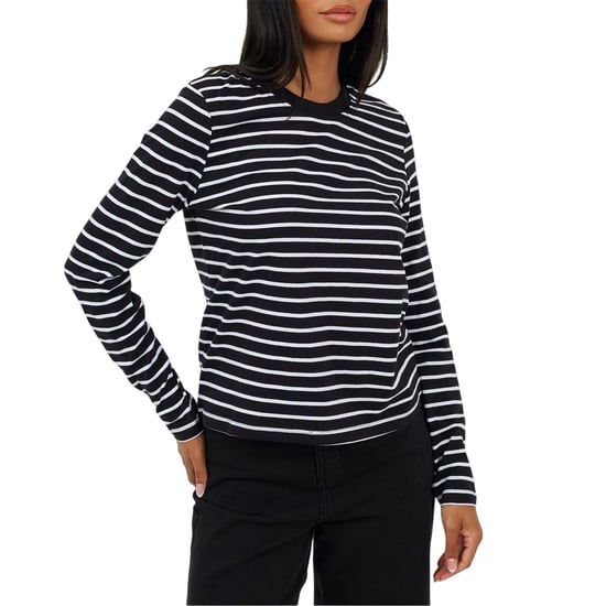 Brave Soul Dames/Dames Gestreept T-shirt Met Lange Mouwen (Marine/Crème) - Image 2