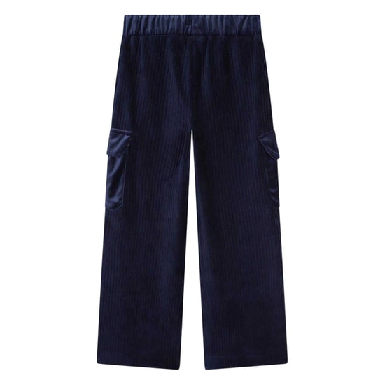 Billieblush Girls Velour Wide Leg Cargo Trousers (Navy) - Image 2