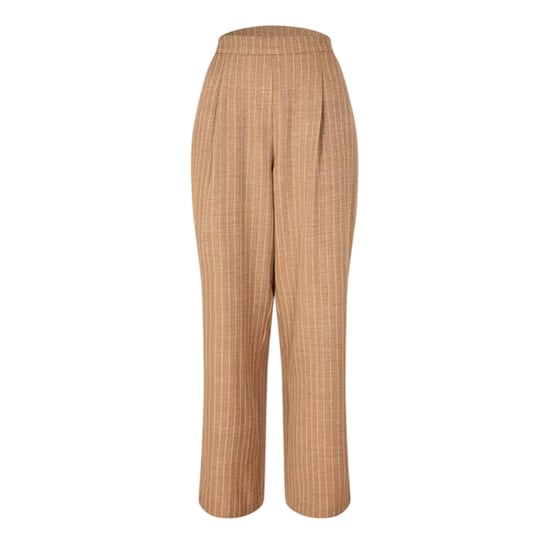 Biba Dames Verticale Streep Brede Pijpen Broek (Kamel) - Image 1