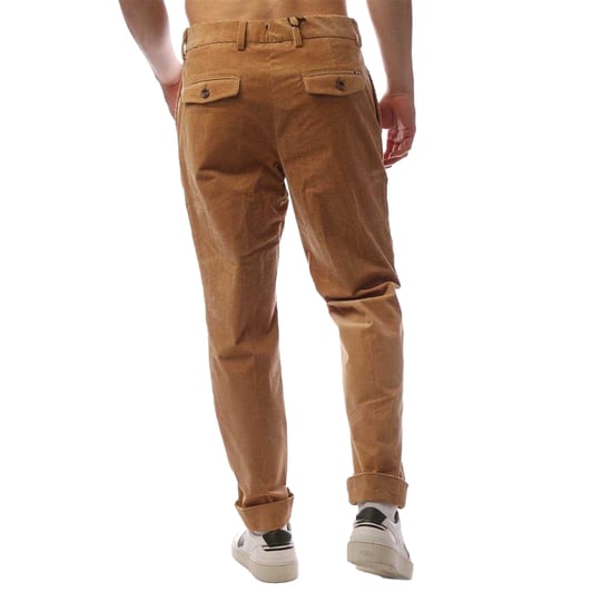 Boss Mens Perin Pleated Roll Up Trousers (Beige) - Image 3