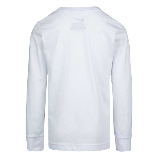 Nike Futura T-shirt met oversized logo en lange mouwen voor kinderen (Wit) - Image 2